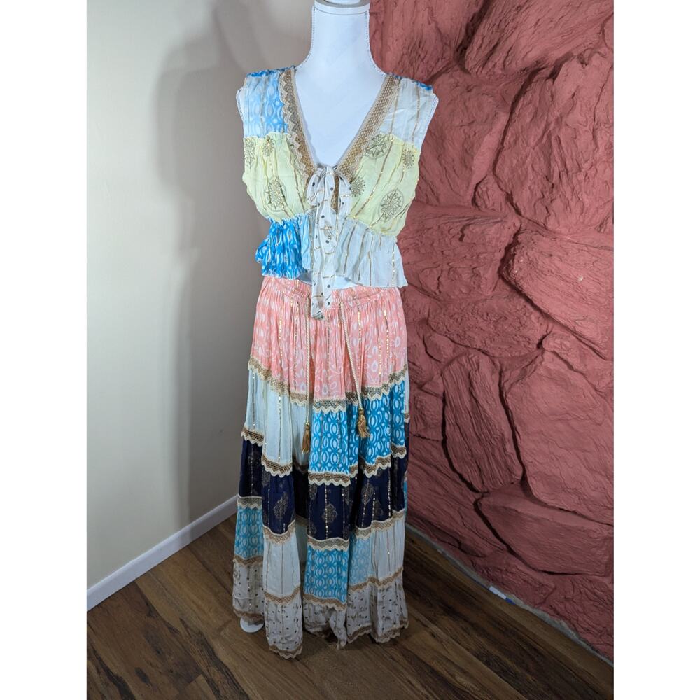 Ananta bohemian patchwork skirt set
